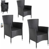 Polyrattan Gartenstuhl 3er-Set Schwarz stapelbar von Casaria®