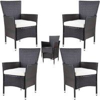 Polyrattan Gartenstuhl 4er-Set Braun/Creme stapelbar von Casaria®
