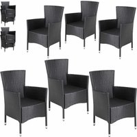 Polyrattan Gartenstuhl 6er-Set Schwarz stapelbar von Casaria®