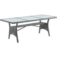 Polyrattan Gartentisch Takeo Grau 190x90x74cm Glas von Casaria®