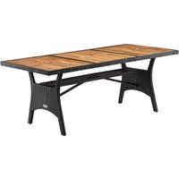 Polyrattan Gartentisch Takeo Schwarz 190x90x74cm Akazie von Casaria®