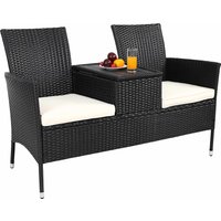 Polyrattan Kino Bank Schwarz 143x67x87cm von Casaria®