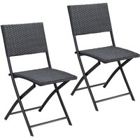 Polyrattan Klappstuhl Rom 2er-Set Schwarz von Casaria®