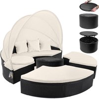 Polyrattan Sonneninsel Schwarz/Creme Ø185cm von Casaria®