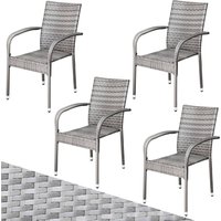 Polyrattan Stapelstuhl Comfort 4er-Set Grau von Casaria®