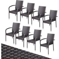 Polyrattan Stapelstuhl Comfort 8er-Set Braun von Casaria®