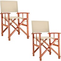 Regiestuhl Cannes 2er-Set Creme Eukalyptus FSC®-zertifiziert von Casaria®