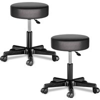 Rollhocker mit Rollen 2er-Set Kunstleder Schwarz 360° drehbar von Casaria®