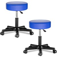 Rollhocker mit Rollen Kunstleder 2er-Set Blau 360° drehbar von Casaria®