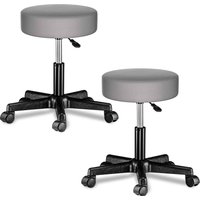 Rollhocker mit Rollen Kunstleder 2er-Set Grau 360° drehbar von Casaria®