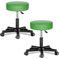 Rollhocker mit Rollen Kunstleder 2er-Set Grün 360° drehbar von Casaria®