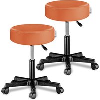 Rollhocker Kunstleder 2er-Set Orange 360° drehbar von Casaria®