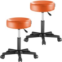 Rollhocker Kunstleder 2er-Set Orange 360° drehbar von Casaria®