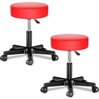 Rollhocker mit Rollen Kunstleder 2er-Set Rot 360° drehbar von Casaria®