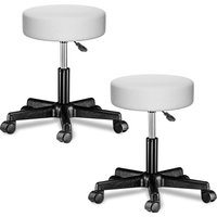 Rollhocker mit Rollen Kunstleder 2er-Set Weiß 360° drehbar von Casaria®