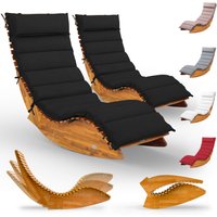 Saunaliege Java 2er-Set Akazie FSC®-zertifiziert mit Auflage Antrazit von Casaria®
