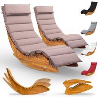 Saunaliege Java 2er-Set Akazie FSC®-zertifiziert mit Auflage Creme meliert von Casaria®