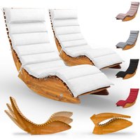Saunaliege Java 2er-Set Akazie FSC®-zertifiziert mit Auflage Creme von Casaria®
