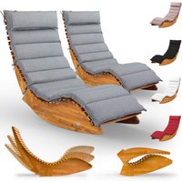 Saunaliege Java 2er-Set Akazie FSC®-zertifiziert mit Auflage Grau meliert von Casaria®
