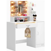 Schminktisch Jocelyn Weiß 90x38x137cm LED von Casaria®