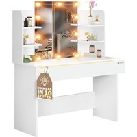 Schminktisch Lucia Weiß 108x140x40cm mit LED von Casaria®