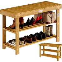 Schuhregal 2in1 Akazienholz FSC®-zertifiziert 90x33x46cm von Casaria®