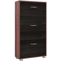 Schuhschrank in Wenge-Schwarz mit 3 geräumigen Kipper von Casaria®