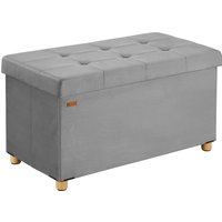 Sitzbank Grau Samt 76x38x42cm mit Stauraum faltbar von Casaria®