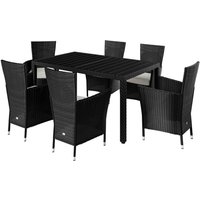 Sitzgruppe Polyrattan 7-tlg Schwarz WPC von Casaria®