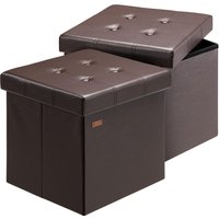 Sitzhocker 2er-Set Braun Kunstleder 38x38x38cm faltbar von Casaria®