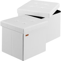 Sitzhocker 2er-Set Weiß Kunstleder 38x38x38cm faltbar von Casaria®