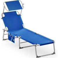 Sonnenliege Ibiza Blau 190x59x29cm Alu Sonnendach von Casaria®