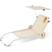 Sonnenliege Kreta Beige Alu mit Rollen von Casaria®