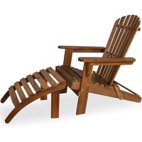 Sonnenstuhl Adirondack Akazienholz inkl. Fußstütze von Casaria®