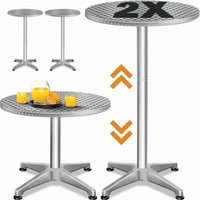 Stehtisch 2er-Set Silber Alu Ø60cm höhenverstellbar von Casaria®