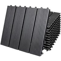 WPC Fliesen 11er-Set Klassik Anthrazit - 30x30cm von Casaria®