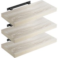 Wandregal Schweberegal 50cm 3er-Set Eiche + Halterung von Casaria®
