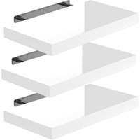 Wandregal Schweberegal 50cm 3er-Set Hochglanz Weiß + Halterung von Casaria®