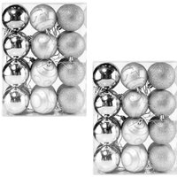Weihnachtsbaumkugeln Silber 48-tlg von Casaria®