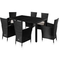 Polyrattan Garten-Sitzgruppe Riga 7-tlg. Schwarz von Casaria®