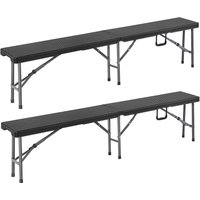 Rattanbänke Malmö 2er-Set Schwarz 180cm Rattanbänke Malmö 2er-Set Schwarz 180cm von Casaria®