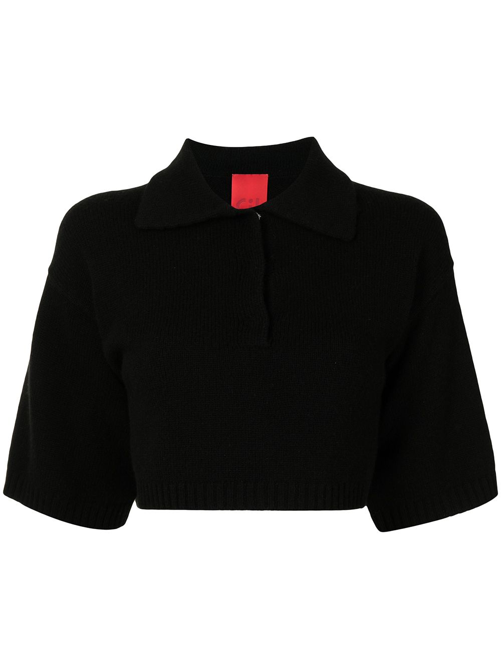 Cashmere In Love Demi cropped cashmere polo shirt - Black von Cashmere In Love