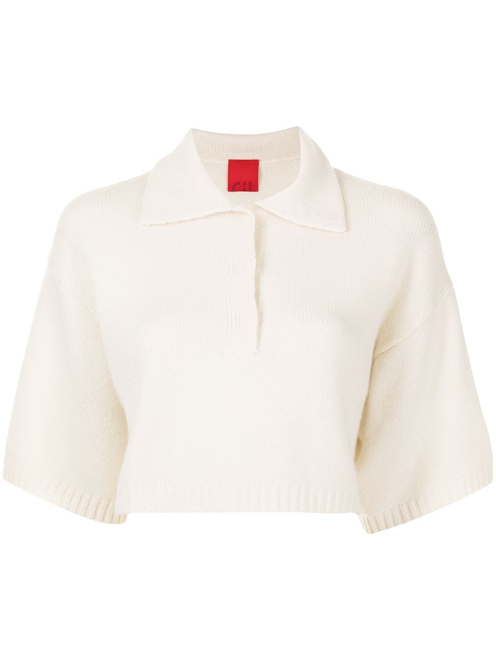 Cashmere In Love Demi cropped cashmere polo shirt - White von Cashmere In Love