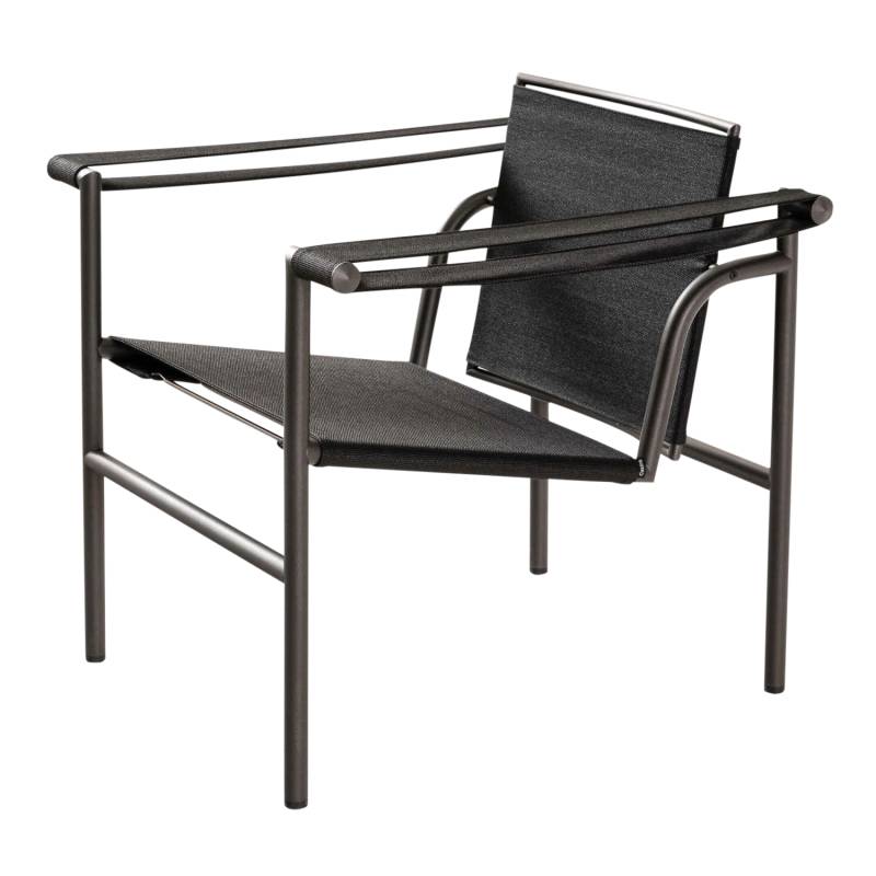 1 Fauteuil dossier basculant Outdoor LC1 Sessel, Gestell elfenbeinweiss geprägt, Bezug outdoorstoff kemi l, 13l360 von Cassina