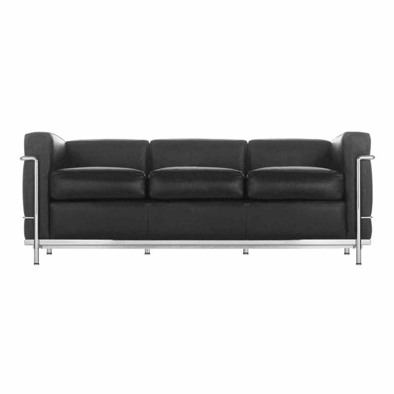 2 Fauteuil Grand Confort Petit Modèle Durable LC2 3er Öko-Sofa, Gestell stahl, verchromt, Bezug leder scozia x 13x269 von Cassina