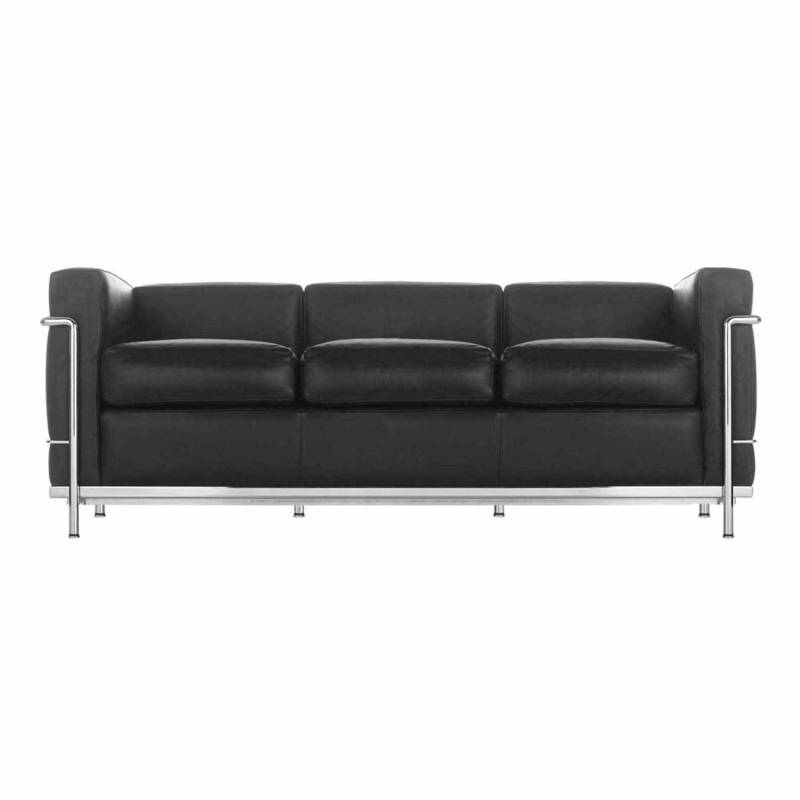 2 Fauteuil Grand Confort Petit Modèle Durable LC2 3er Öko-Sofa, Gestell stahl, verchromt, Bezug leder scozia x 13x269 von Cassina