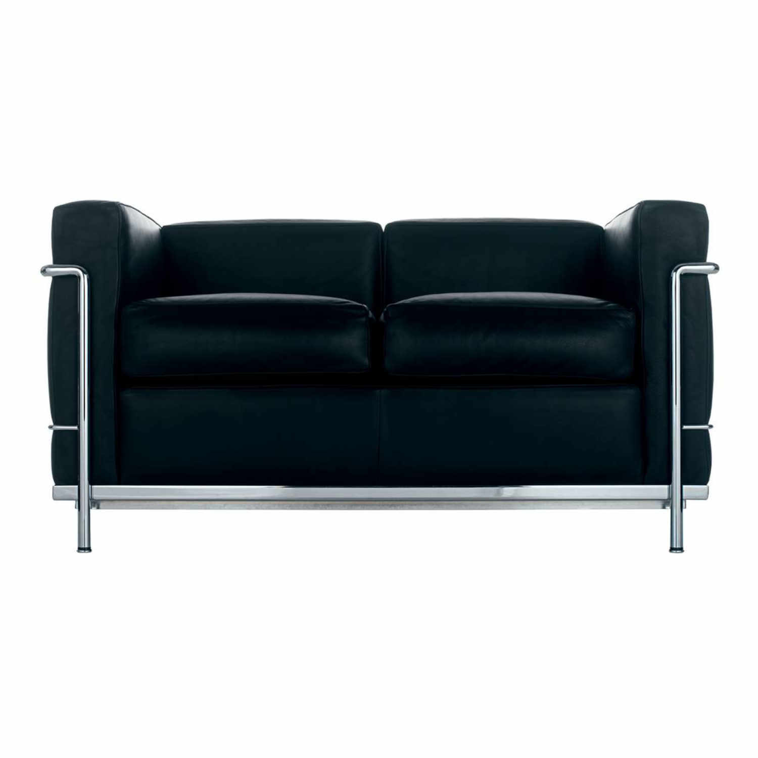 2 Fauteuil Grand Confort Petit Modèle LC2 2er Daunensofa, Gestell stahl, verchromt, Bezug leder scozia x 13x202 von Cassina