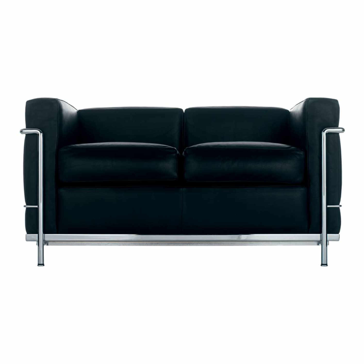2 Fauteuil Grand Confort Petit Modèle LC2 2er Sofa, Gestell stahl, schwarz lackiert, Bezug leder scozia x 13x333 von Cassina
