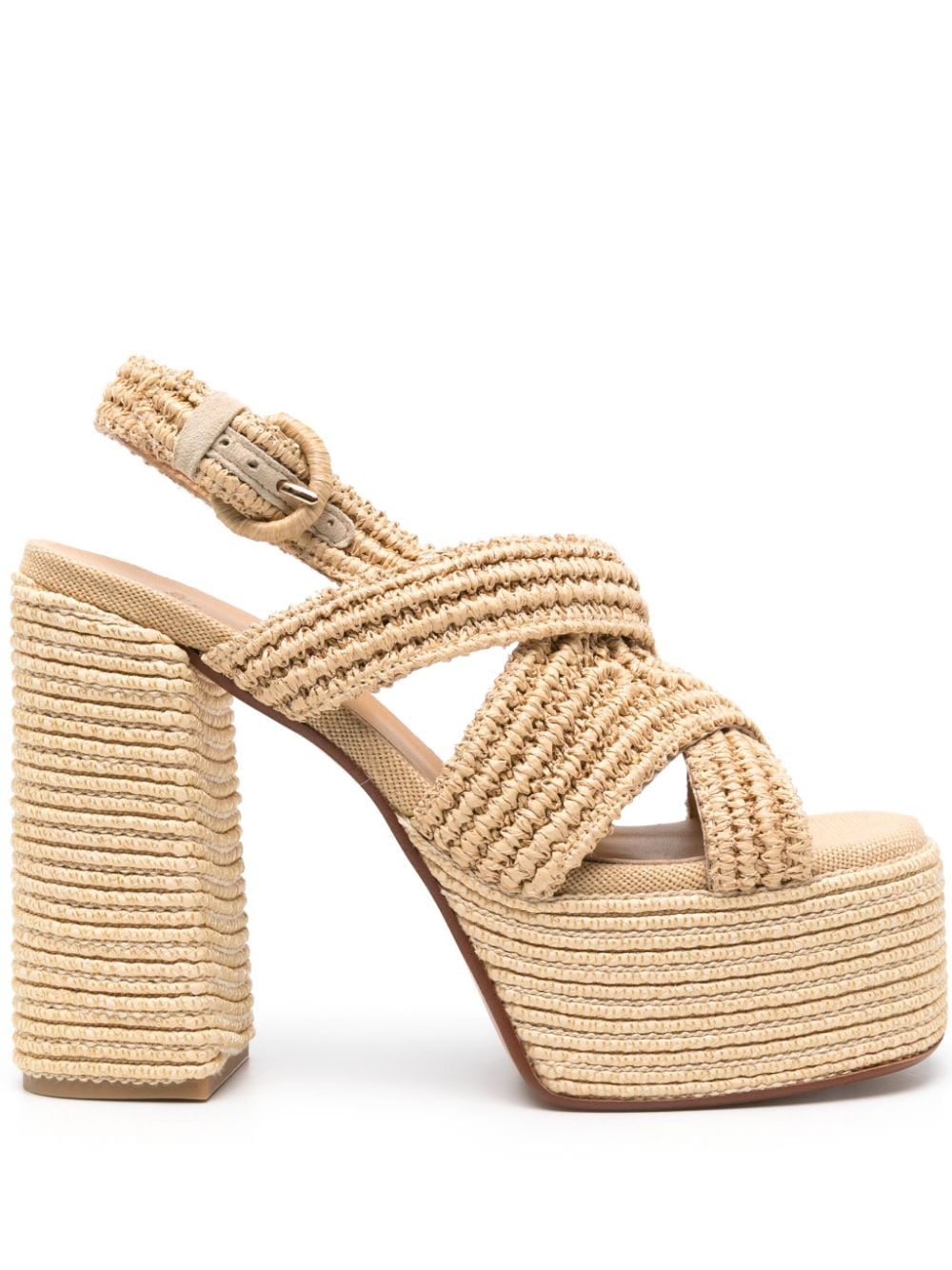 Castañer Fulvia 130mm raffia platform sandals - Neutrals von Castañer