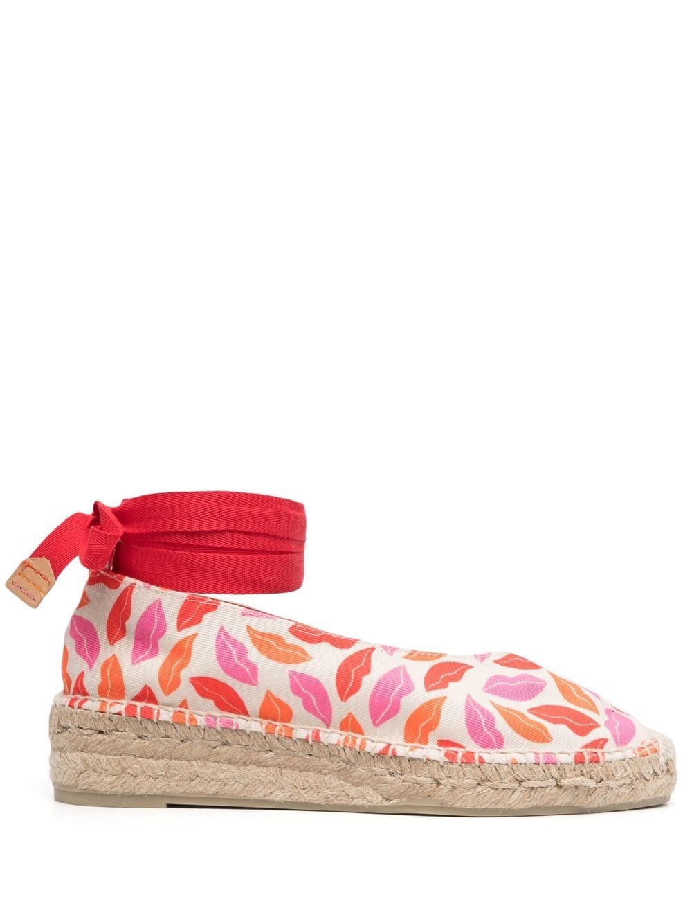 Castañer lips-motif lace-up espadrilles - Red von Castañer